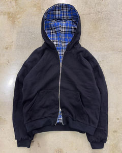 เสื้อฮู้ดผู้ชายผ้าฝ้าย100% สำหรับฤดูหนาวซักได้กรดเฮฟวี่เวทผ้าฝ้ายลายสก๊อตแบบกลับด้านดีไซน์เสื้อฮู้ดผ้าเทอร์รี่400 GSM - Product Image 3