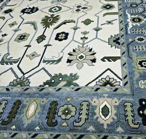 Tapis de noeud noué à la main de haute qualité motif abstrait laine Oushak Style turc brodé pour le travail et le salon chambre - Product Image 3