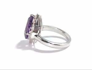 92.5 Sterling Silver Amethyst Statement Ring Gemstone Jewelry for Women Ideal for Engagement, Anniversary or Birthstone <b>Gift</b> - Product Image 2