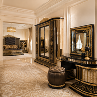 Ensemble complet de meubles de chambre à coucher en bois massif pour villa personnalisée, style royal classique, ensemble de meubles de chambre à coucher de luxe en bois, lit king size