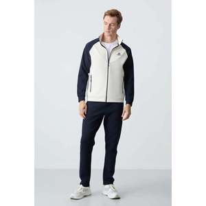 Ensemble de survêtement homme Tommylife coupe décontractée col montant jambe classique 85113 Gris - Bleu marine - GRIS MELANGE/NOIR - Product Image 1