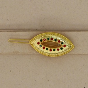 Clip à cheveux de mariée de style arabe de Dubaï, plaqué or de qualité supérieure avec pierre rouge et verte royale, tendance, bijoux de cheveux ethniques pour mariage - Product Image 5