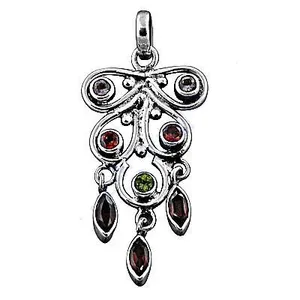 Collier pendentif en argent 925 avec grenat taille coussin, chaîne en argent géométrique, cadeau pour femme, bijoux - Product Image 1