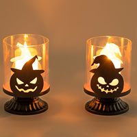 Bougeoir en verre spécial Halloween, finition mercure, décoration d'automne pour une ambiance hantée, support de candélabre moderne et royal