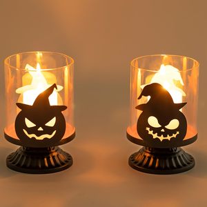 เชิงเทียนแก้วพิเศษสำหรับวันฮาโลวีนสำหรับตกแต่งในฤดูใบไม้ร่วงที่ให้บรรยากาศเหมือนผีในฤดูใบไม้ร่วงเชิงเทียน - Product Image 2