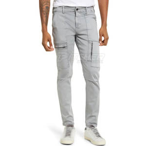 Pantalon cargo en coton léger pour homme, taille mi-haute, durable, avec plusieurs poches pour les activités de plein air et les tenues décontractées - Product Image 1