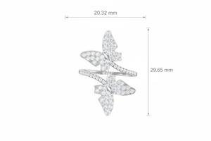Women's 14K Gold & Natural The Double <b>Butterfly</b> Shape Diamond Ring For Wedding Party Anniversary Gift Romantic Celebrations - Product Image 2