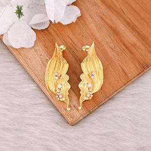 ต่างหูทองเหลืองชุบทองสีเหลืองดีไซน์เนอร์ต่างหูทองเหลือง CZ สีขาวต่างหูแฟชั่นเครื่องประดับสำหรับเจ้าสาวของขวัญเครื่องประดับต่างหู Boho - Product Image 2