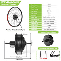 Kit de conversion de vélo électrique Varstrom 125RE pour roues de 20'', 26'', 27,5'' et 700C, avec écran EKD01 et batterie lithium-ion 48V 16Ah intégrée au tube diagonal, disponible en entrepôt au Royaume-Uni.
