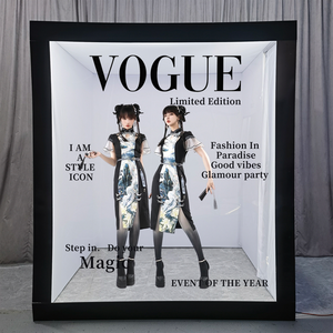 Cabina de Fotos Tipo Revista con Doble Puerta, Color Negro, Diseño de Entrada y Salida, para Bodas, Eventos, Fiestas, Alquiler de Estudio de Fotografía - Product Image 1