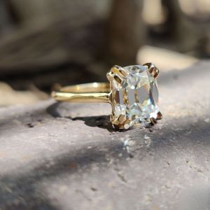 Vvs Lab Grown Cushion Cut Diamond Engagement Wedding Rings for Women in 10kt Solid Gold - Product Image 1