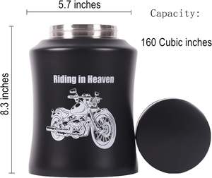 Up to 160 lbs <b>Urns</b> for Ashes Adult Male - Black Moto Decorative <b>Urns</b> Adult for Funeral <b>Large</b> (Black Motorcycle 160 Cubic inches) - Product Image 3