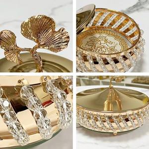 Assiettes à fruits en métal et boîte de rangement et bol en verre pour fruits secs avec couvercle luxueux et élégant - Product Image 4