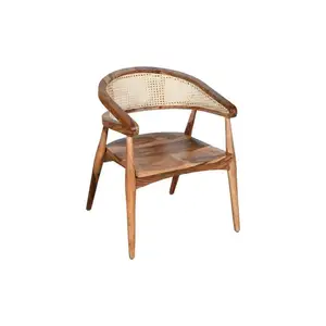 Hot sales cheap solid wooden cane rattan dining chair from india for dining room restaurant wood chair