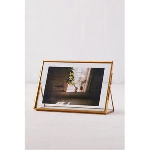 Cadre photo flottant en or de luxe, double verre, cadre photo en métal pour bureau, vitrine, cadre de galerie d'art moderne pour table - Product Image 1
