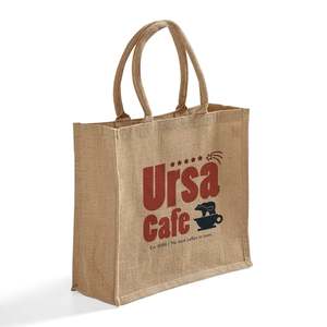 Customized Logo Large Burlap Jute Tote <b>Bags</b> <b>Medium</b> Size Eco-Friendly Shopping <b>Bags</b> with Rope Handle for Daily Use TJ889 - Product Image 1