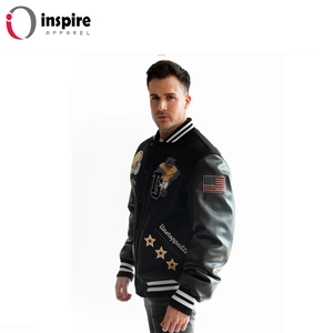 Blouson universitaire personnalisé pour homme, écologique, avec broderie de dessin animé sur le devant, en coton, pour l'automne, vente en gros disponible - Product Image 3