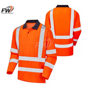 Camisa de Trabajo de Manga Larga con Botones, Ropa de Trabajo Reflectante de Alta Visibilidad, Uniforme para Hombre, Camisa Fluorescente Roja de Alta Visibilidad - Product Image 3