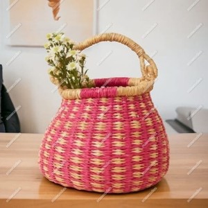 Colorful Mini Indoor Planter Reusable Rattan Table Top Flower <b>Pots</b> Handicraft Bamboo <b>for</b> Living Room Home Decor - Product Image 3
