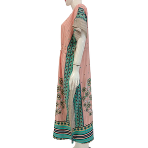 CHYSANTA, vestido de caftán Midi informal de rayón de la mejor calidad para mujer, verano hasta la rodilla con estampado de motivos bonitos, cintura elástica, tela suave - Product Image 3