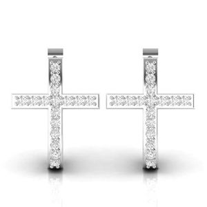 Pendientes de Aro Cruzados con Moissanita Redonda - Product Image 1