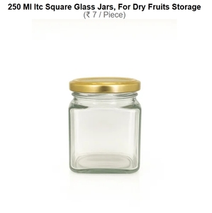 เหยือกแก้วทรงสี่เหลี่ยมขนาด250มล. สำหรับใส่ผลไม้แห้งทำจากแก้วเกรดอาหารอินเดีย - Product Image 2