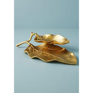 Merveilleux Design En Acier Inoxydable En Aluminium Plateau De Service Feuille Conception Couleur Or Pour La Maison Hôtel Accessoires Fournitures - Product Image 1