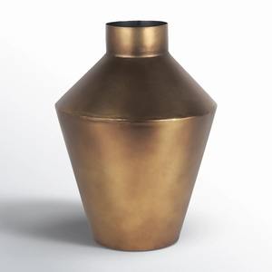 Vase à fleurs moderne en aluminium brossé doré, carré, fait à la main, compatible lave-vaisselle, vase contemporain minimaliste décoratif - Product Image 3