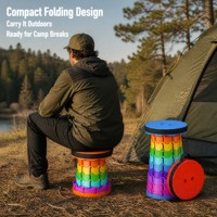 Tabouret pliant multicolore, design chinois, siège rond portable en plastique, pour exposition, événement sportif, lavage de voiture, utilisation promotionnelle