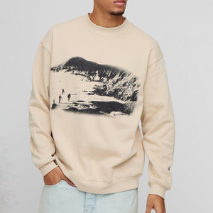 เสื้อสเวตเตอร์คอกลมแขนยาวสำหรับผู้ชายเสื้อสเวตเตอร์คอกลมแขนยาวโอเวอร์ไซส์แบบลำลองมีสไตล์ - Product Image 1