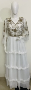 Robe de Soirée Élégante pour Femme à Manches Longues Évasées en Tulle Tenue de Mariage Vêtement de Club et de Fête Robe de Soirée Vintage à Paillettes et Perles - Product Image 4