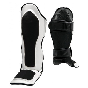 Protège-tibia en cuir véritable personnalisé et durable rembourrage en mousse Protège-tibia de kickboxing et d'arts martiaux de Muay Thai - Product Image 1