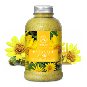 Aromatika Arnica Sel de mer naturel en cristaux 600g pour le bain corporel avec des huiles essentielles de romarin et d'orange, relaxation, régénération de la peau - Product Image 1
