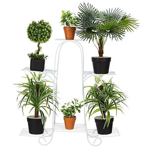 Support de jardinière en métal à plusieurs niveaux (ivoire, pour 6 jardinières) | Support de pot en métal pour plusieurs plantes | Intérieur/Extérieur | - Product Image 1