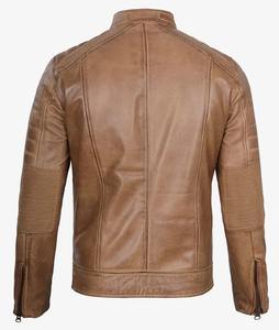 Chaqueta Bomber de carreras de cuero personalizada de alta calidad para hombres con aspecto de moda retro al por mayor - Product Image 4