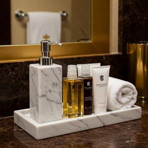 Dispensador de jabón líquido de mármol de lujo, decoración moderna para baño y cocina con detalles dorados, resistente al agua y para el hogar o el Hotel - Product Image 5