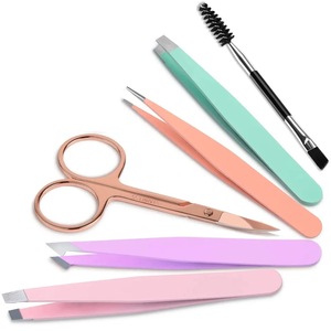 Ensemble de pinces à sourcils en acier inoxydable personnalisées pour poils incarnés avec attelle, pointe oblique et pointe pointue pour un usage de beauté - Product Image 1