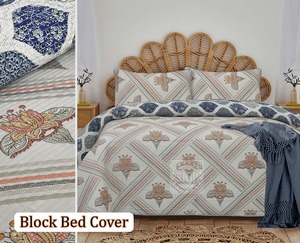 Colcha reversible de algodón con estampado indio de lujo tradicional, 2 fundas de almohada acolchadas, producto de Hotel para el hogar para todas las estaciones - Product Image 2