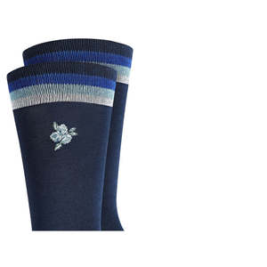 Calzini da uomo Bar III blu navy con ricamo floreale, taglia unica, antiscivolo, jacquard, stile quotidiano, in spandex e poliestere, con fondo rosso - Product Image 3