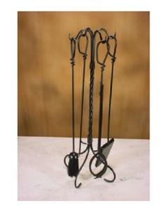 Fireplace Tools Cast Iron Indoor Firewood Tools with <b>Log</b> <b>Holder</b> Outdoor Fire Set Pit Stand Large Tongs Shovel - Product Image 5