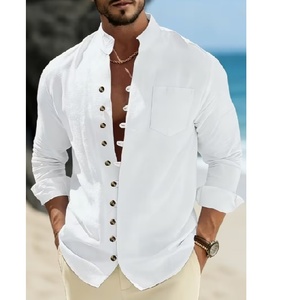 Chemises décontractées pour hommes, blanches, à manches longues, boutonnées, tendance, pour le streetwear, le quotidien et les rassemblements - Product Image 2