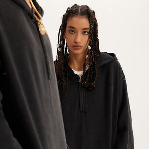 Fabricant de sweat à capuche personnalisé 440g 100% coton col zippé Vintage Washed Hoodies Sweats à capuche pour hommes - Product Image 3