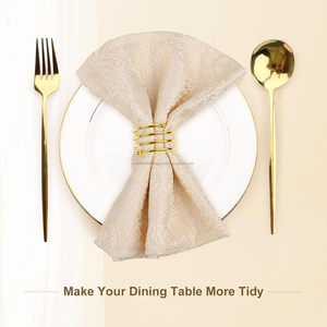 Rond de serviette en or brillant élégant de qualité supérieure personnalisé Décoration de table à manger moderne - Product Image 3