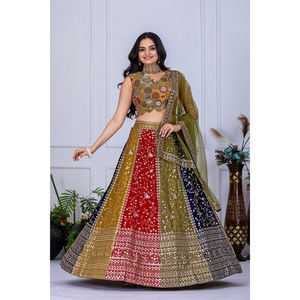 Expertos en la Venta de Lehenga Choli de Primera Calidad en Georgette Star Fox con Bordado Intenso, Multihilo y Trabajo de Lentejuelas - Product Image 1