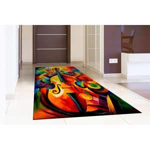 Tapis abstrait Cello, Tapis coloré, Tapis Cello, Tapis musical, Tapis artistique, Tapis personnalisé, Tapis populaire, Tapis cadeau, Tapis de bureau, Tapis fin non tissé - Product Image 1