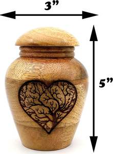 Urnes de crémation en bois pour cendres Adulte Homme/Femme Arbre de Vie Coeur Graver-Urnes décoratives-Petite urne de crémation en bois pour Fune - Product Image 4