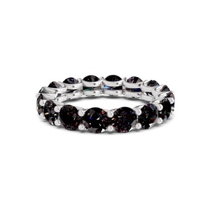 Bague Éternité Ronde Noire Éclatante en Or Massif 14K avec Diamant de Laboratoire 1.00 Ct Tw Couleur Noire Pureté VS, Design Élégant et Contraste Foncé - Product Image 3