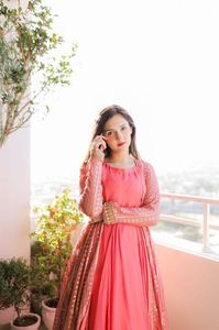 Ropa de fiesta de lanzamiento, conjunto de Bata y Chaqueta larga, tela de Georgette bordada, trabajo en chaqueta de manga larga - Product Image 2