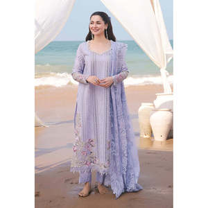 IMROZIA Conjunto de 3 Piezas: Camisa Bordada Chiffon Lawn ChikanKari, Dupatta de Malla Khaddi y Pantalones para Primavera/Verano - BIC-4508 - Product Image 1