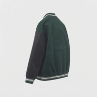 Veste de baseball personnalisée verte avec manches en cuir noir pour hommes et femmes, veste bomber Letterman, broderie personnalisée